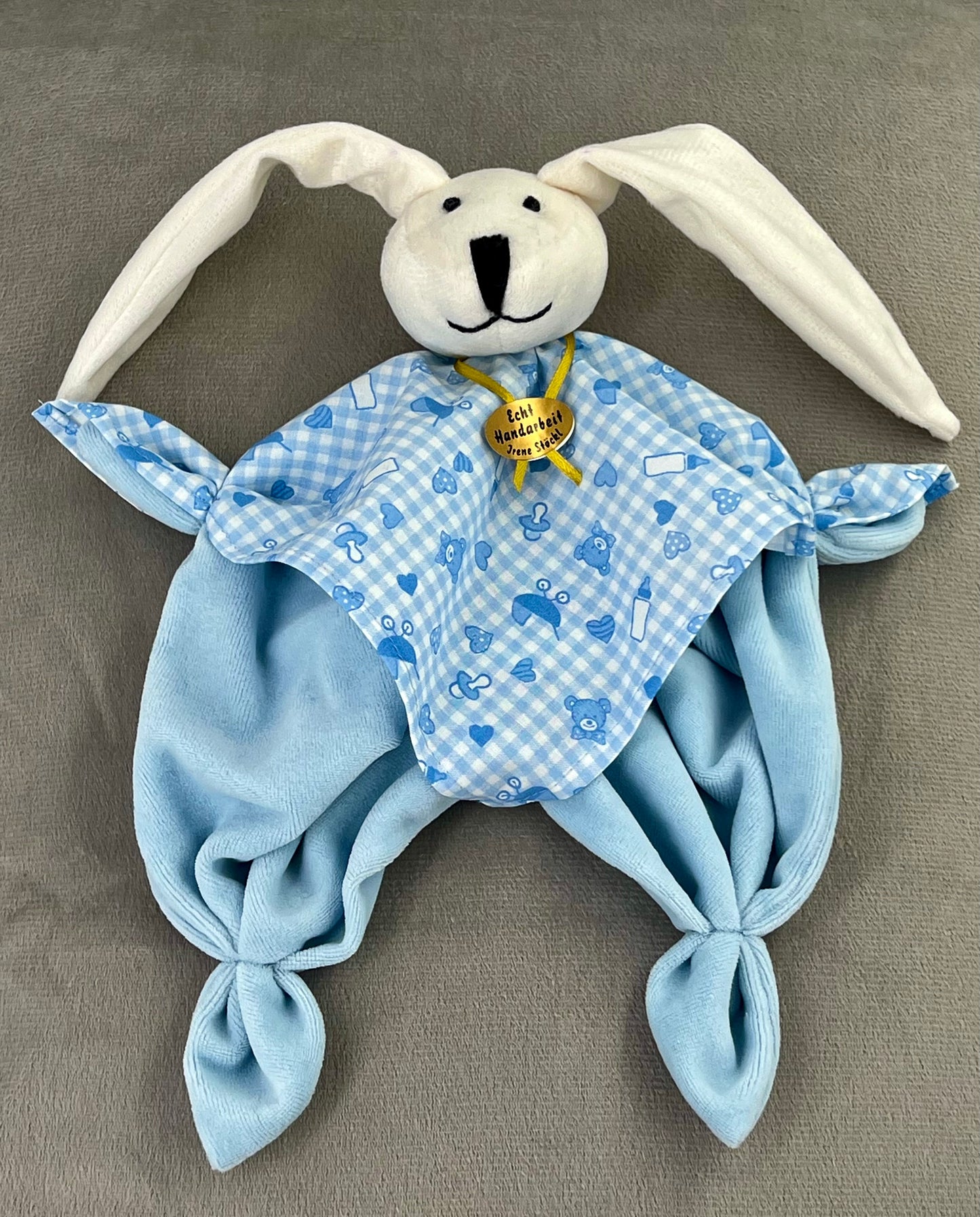 Schnuffeltuch "Hase" weiß/blau